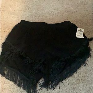 Black fringe shorts
